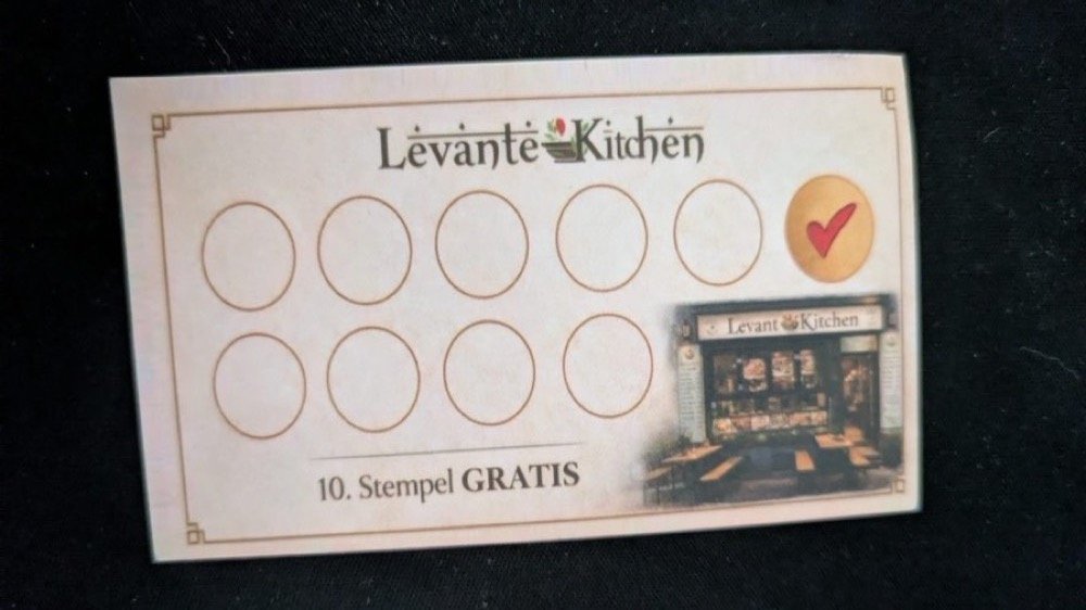 Stempelkarte von Levante Kitchen — der zehnte Stempel ist gratis
